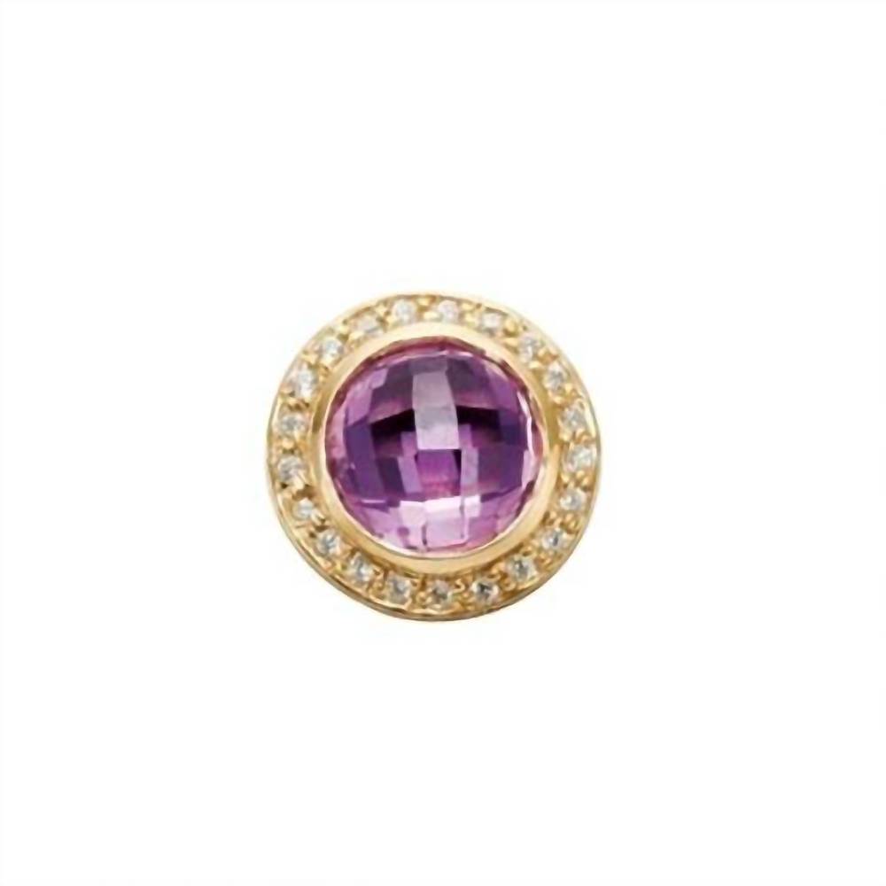 NEW STORY JEWELLERY women's faceted amethyst button in gold plated